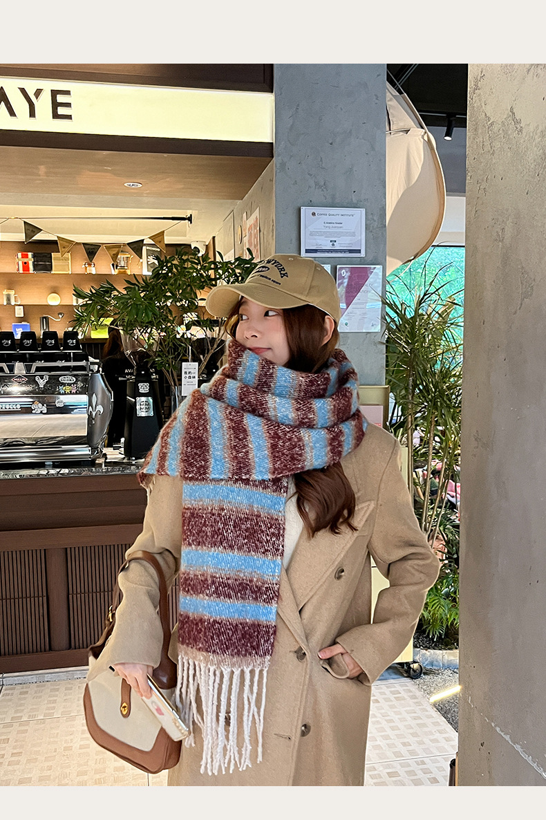 Women's Lady Classic Style Color Block Polyester Scarf display picture 2