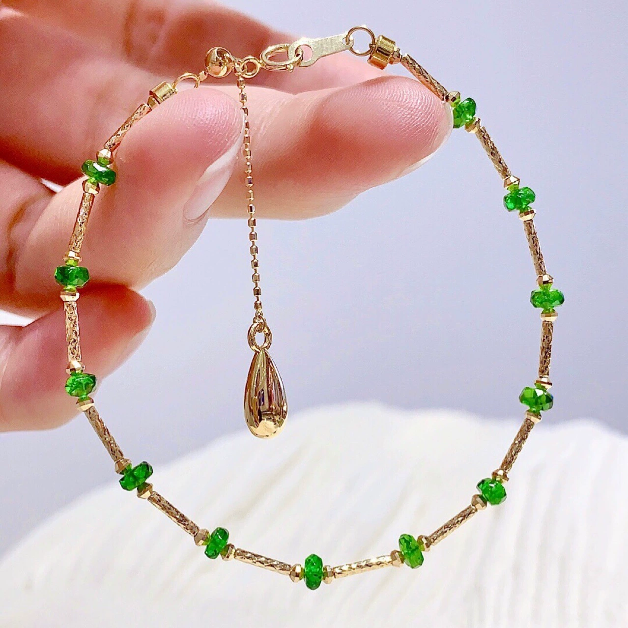 Ehao ювелирные изделия 18K Золотой автомобильный цветок НЛО вспышка диопсидный браслет натуральный новый женский браслет