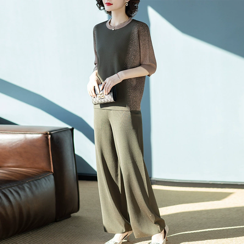 Комплект летней одежды для мамы, брюки, oversize, 40 лет