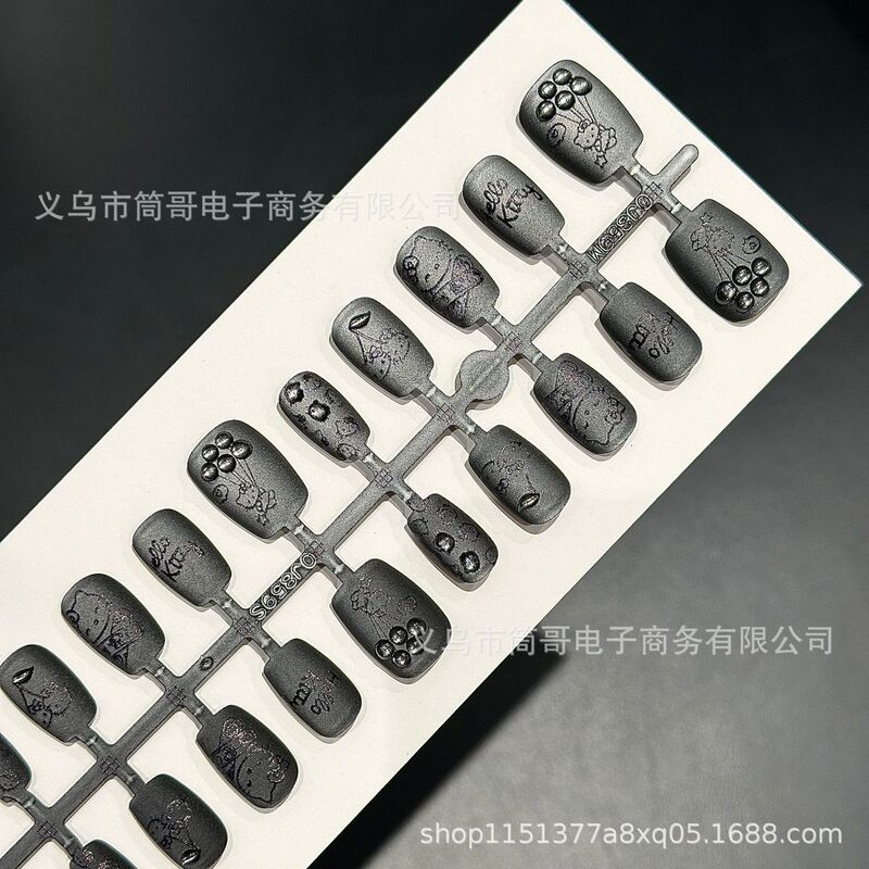 Wearable Matte Kt Black Three-Dimensional Gel Nails 30 Pieces Pre-Made Nails New Wholesale Nail Art Nails Factory Full Size Wearable Matte Kt Black Three-Dimensional Gel Nails 30 Pieces Pre-Made Nails New Wholesale Nail Art Nails Factory Full Size