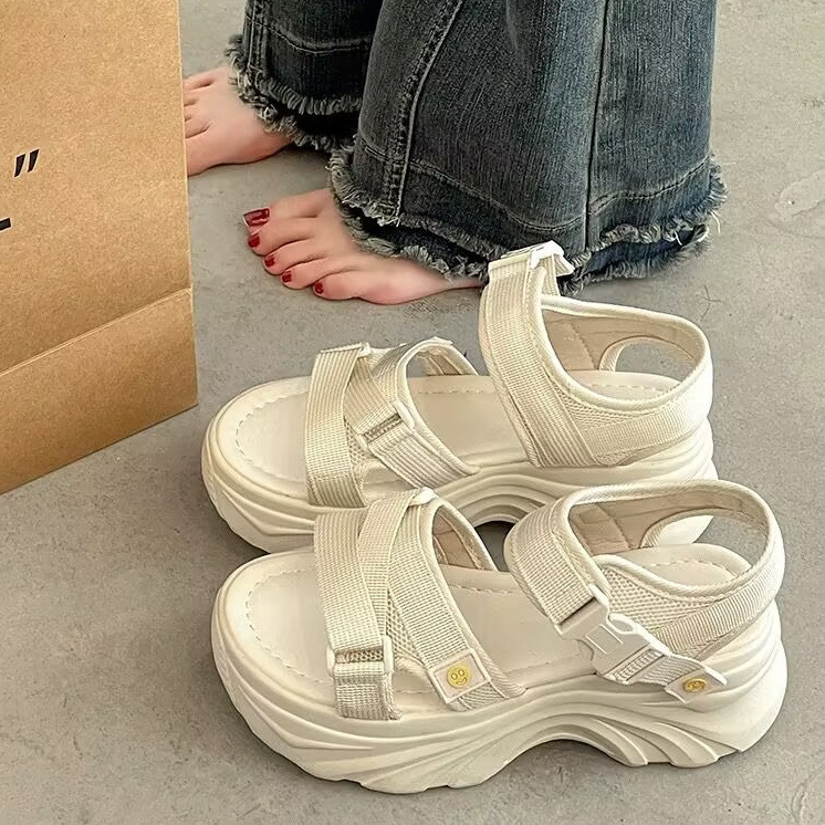 Thick-Soled Sports Sandals for Women, Summer 2026 New Popular Style, Super Hot French-Style High-End Wedge Beach Roman Shoes Thick-Soled Sports Sandals for Women, Summer 2026 New Popular Style, Super Hot French-Style High-End Wedge Beach Roman Shoes