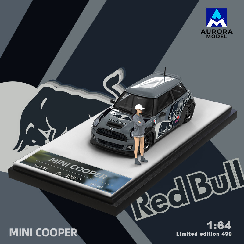 도매-AM 1:64 BMW 미니 쿠퍼 번개 레드 불 건담 시뮬레이션 합금 자동차 모델