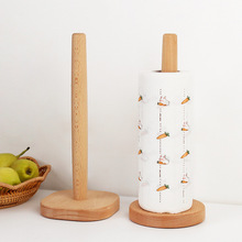 廚房紙巾架日式櫸木立式木質卷紙架子收納架保鮮膜懶人抹布置物架
