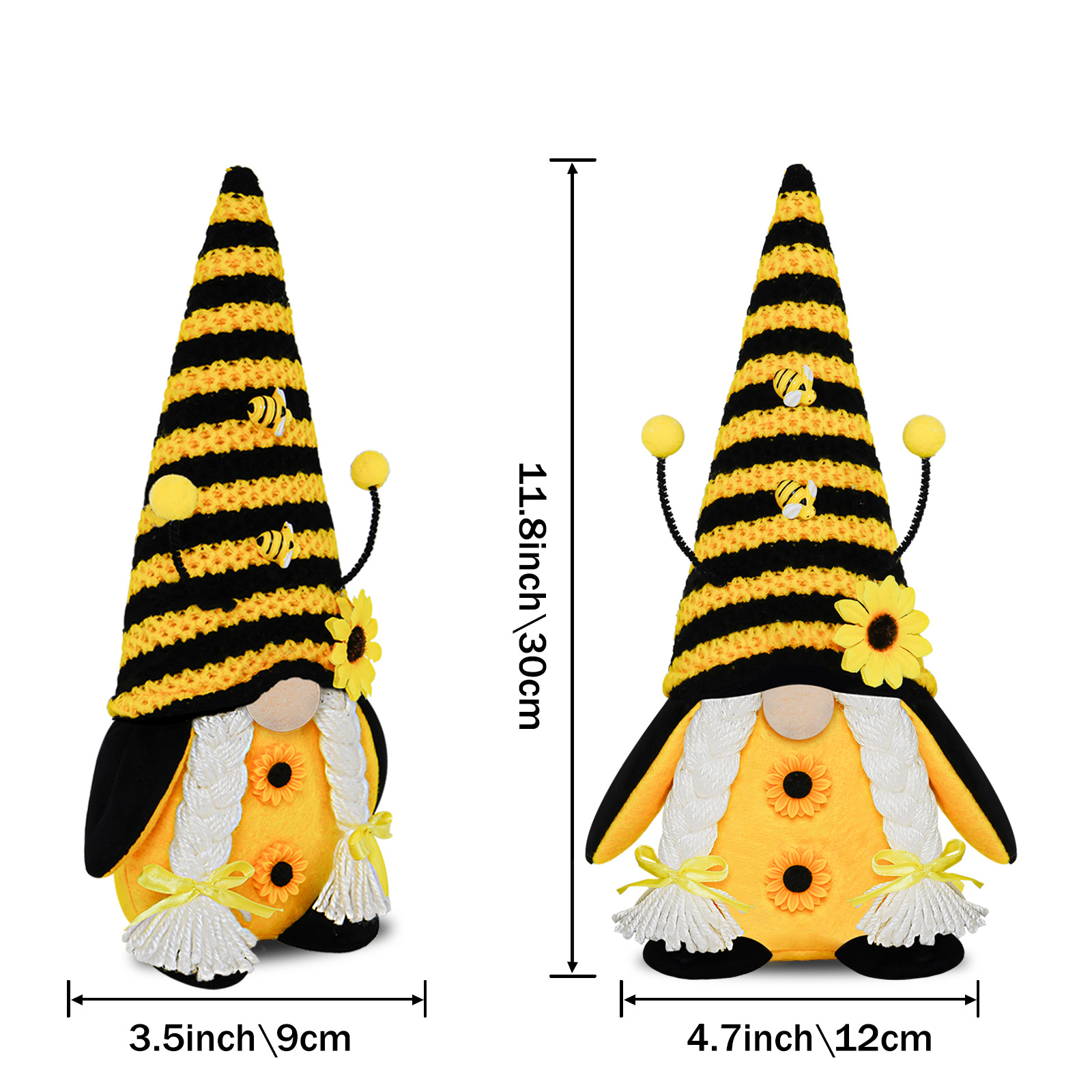 Festival de la abeja muñeca sin rostro Rudolf muñeca de punto abeja viejo Festival girasol muñeca Decoración