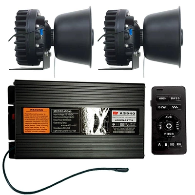Car-mounted wireless siren, 400W car alarm, loudspeaker, high-pitched horn, AS940A+ with heat-dissipating round speaker