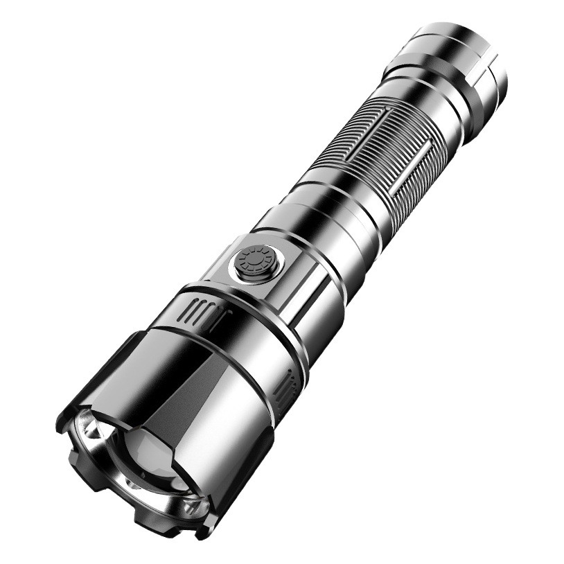 Nuevo transfronterizo pequeña linterna portátil de aleación de aluminio linterna láser Pantalla de energía recargable linterna al aire libre al por mayor