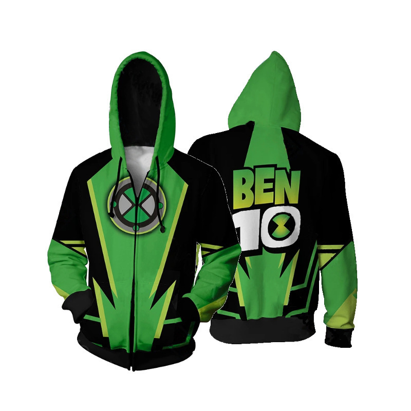 New cross-border foreign trade Ben10 series cartoon cartoon clothing jacket 3d sweater hoodie zipper cardigan