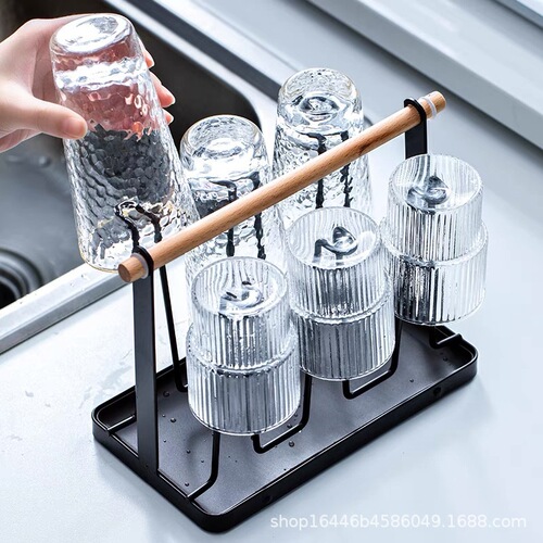Japanese iron art drain cup holder for home use portable water cup holder drain rack with tray living room kitchen cup storage
