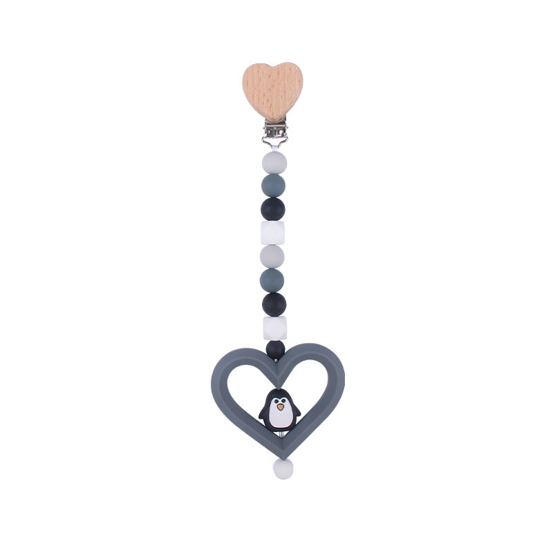 Bebé DIY creativo haya clip de chupete de dibujos animados nuevo amor silicona animal campana chupete cadena coche colgando joyería