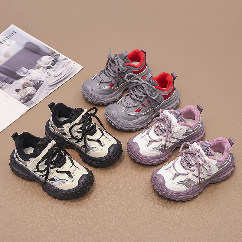 Children's Stylish Sneakers for Older Kids, 2026 Spring Season, Fleece-Lined and Thickened Boys' Running Shoes, Girls' Tire-Style Casual Shoes