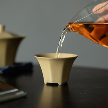 景德镇定窑黄手工茶杯八方来财功夫茶杯品茗主人杯单个茶具盏
