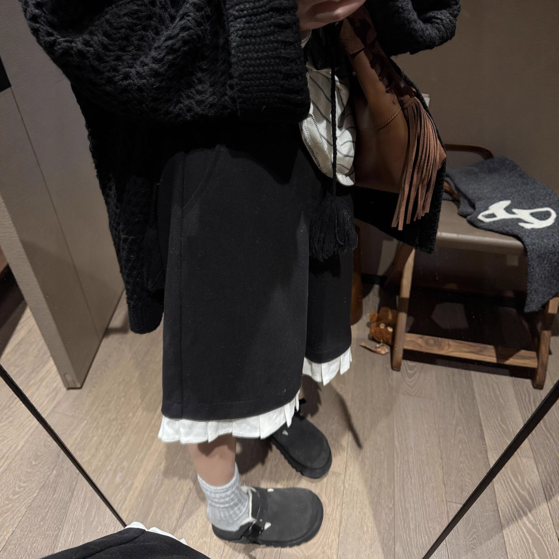 撞色木耳毛呢休闲中裤女25秋季韩新款系高级感撞色花边显瘦五分裤