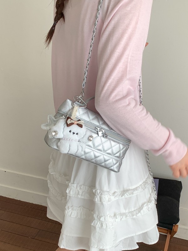 Bolso de mano de alta sensación 2026 nueva moda cadena de diamante bolso de mujer nicho bolso de lujo ligero image 4