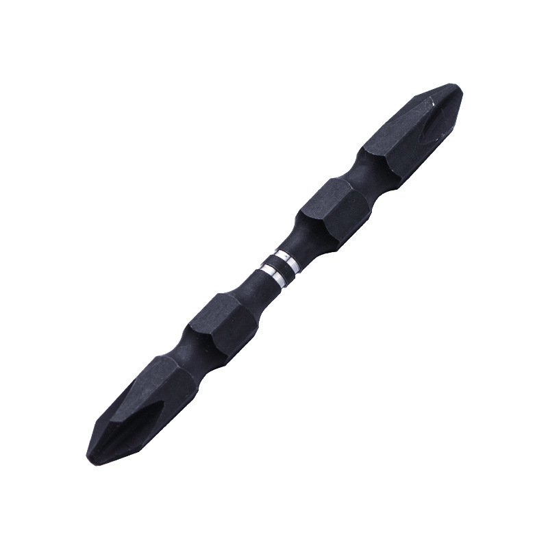 Punta magnética negra fosfatada de 65 mm, punta neumática de doble cabeza en forma de cruz, anillo magnético S2, punta para destornillador eléctrico.