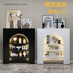 客厅黑色白色简约民宿玄关置物架室内收纳柜法式装饰收纳壁炉柜