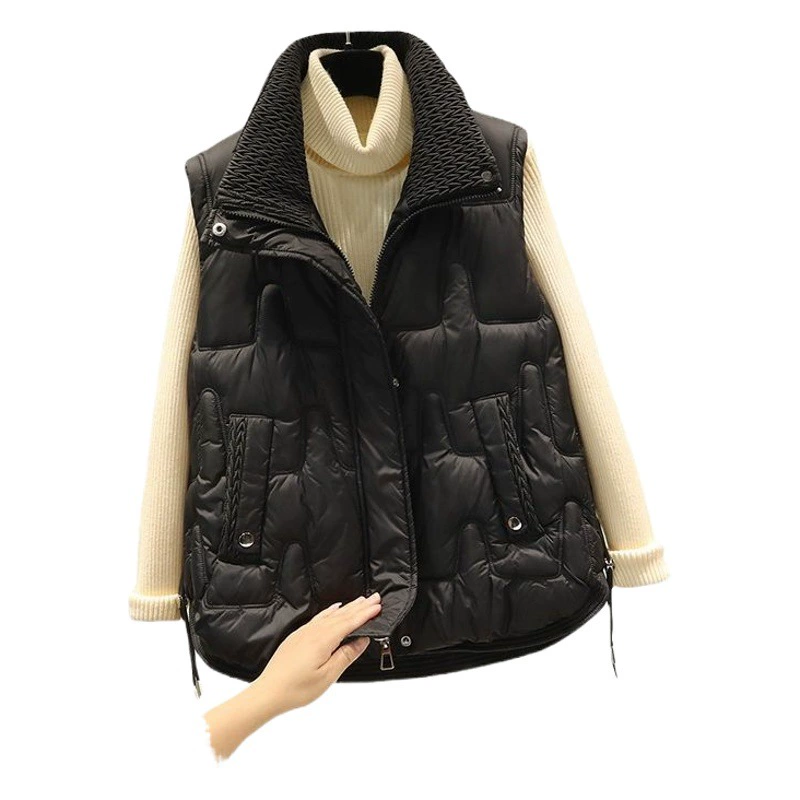 Высококачественный женский зимний новый жилет в корейском стиле 2024, универсальный, молодой, простой, модный, утягивающий вид, хлопковый жилет для маленьких людей