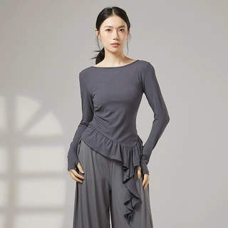 冬季古典舞长袖荷叶下摆中国舞练功服形体基训舞蹈服套装