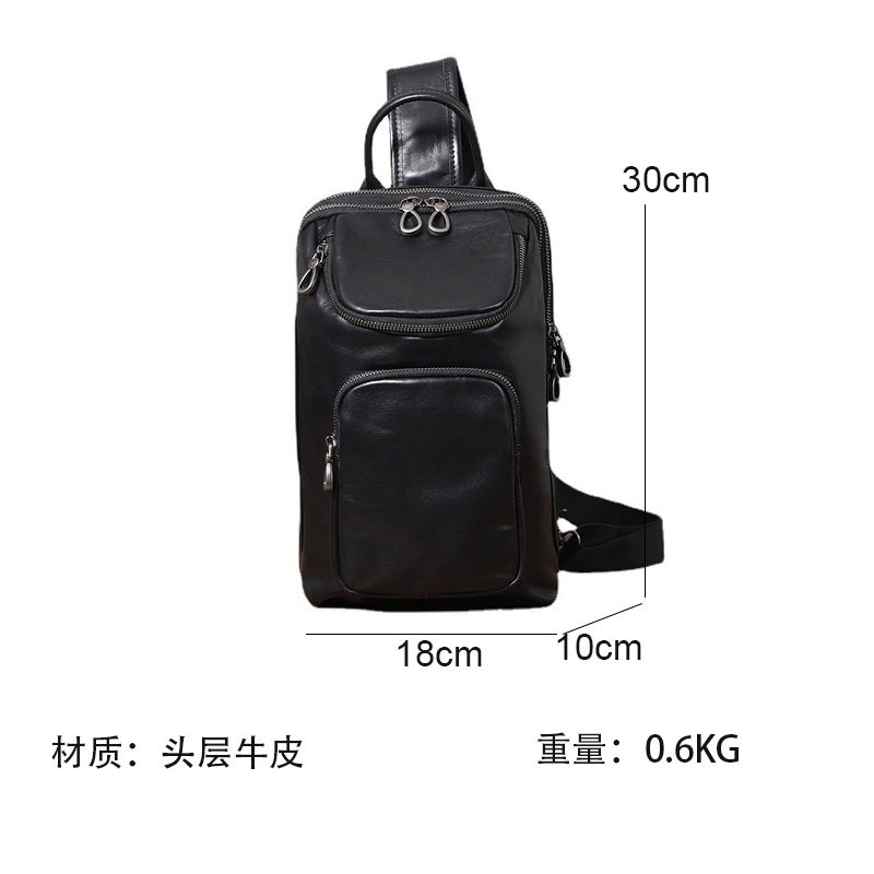 Túi đeo chéo trước ngực nam da bò lớp đầu dung tích lớn 17×6×26 cm — Màu đen chi tiết 4
