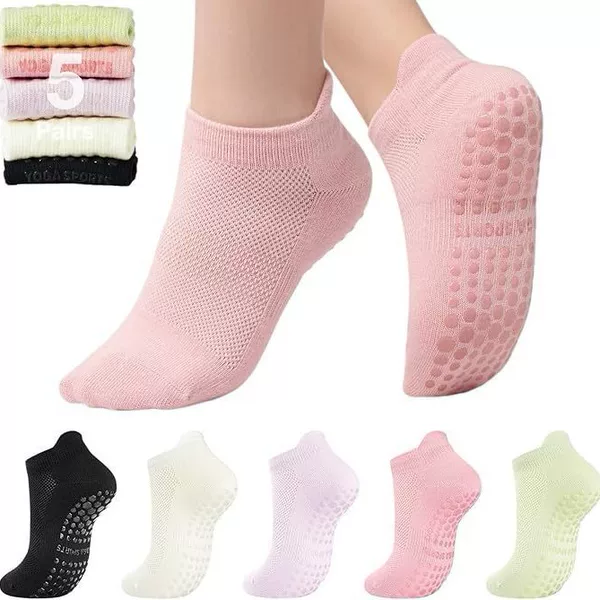 Cross-Border Amazon Yoga Socks Non-Slip Dispensing Indoor Fitness Pilates Socks Women's Mesh Sports Socks Cotton Socks