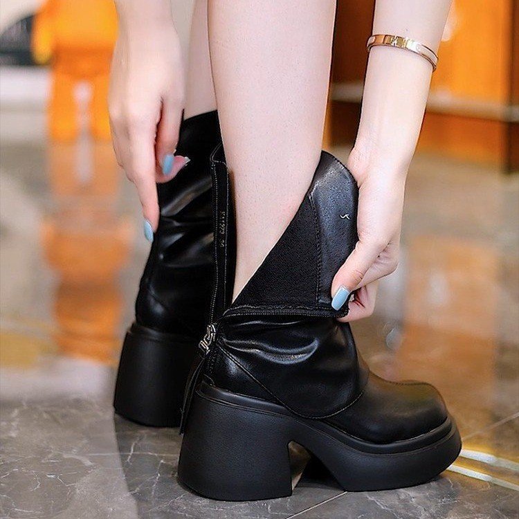 Waterproof Leather Western Bohemian Low Heel Pointed Toe Round Toe Slip-On Buckle Everyday Formal Events Footwear_voghion.com