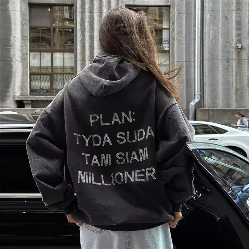 Popular foreign trade drop-shoulder sleeve ins hooded fashion trendy sweatshirt jacket for spring, autumn, and winter, versatile sweatshirt