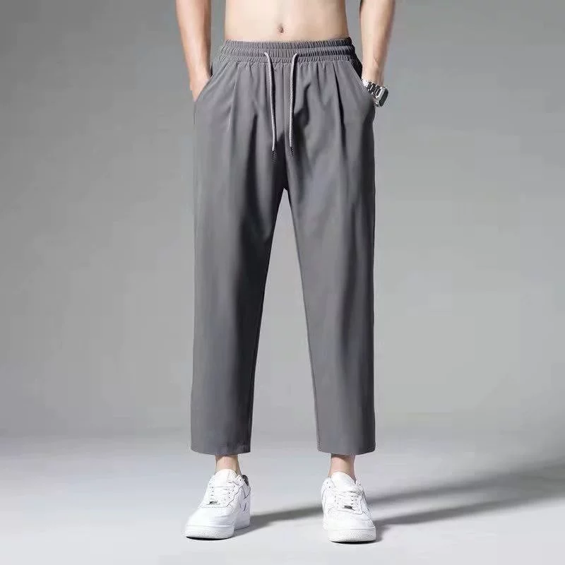 Men's silk summer thin trend trousers