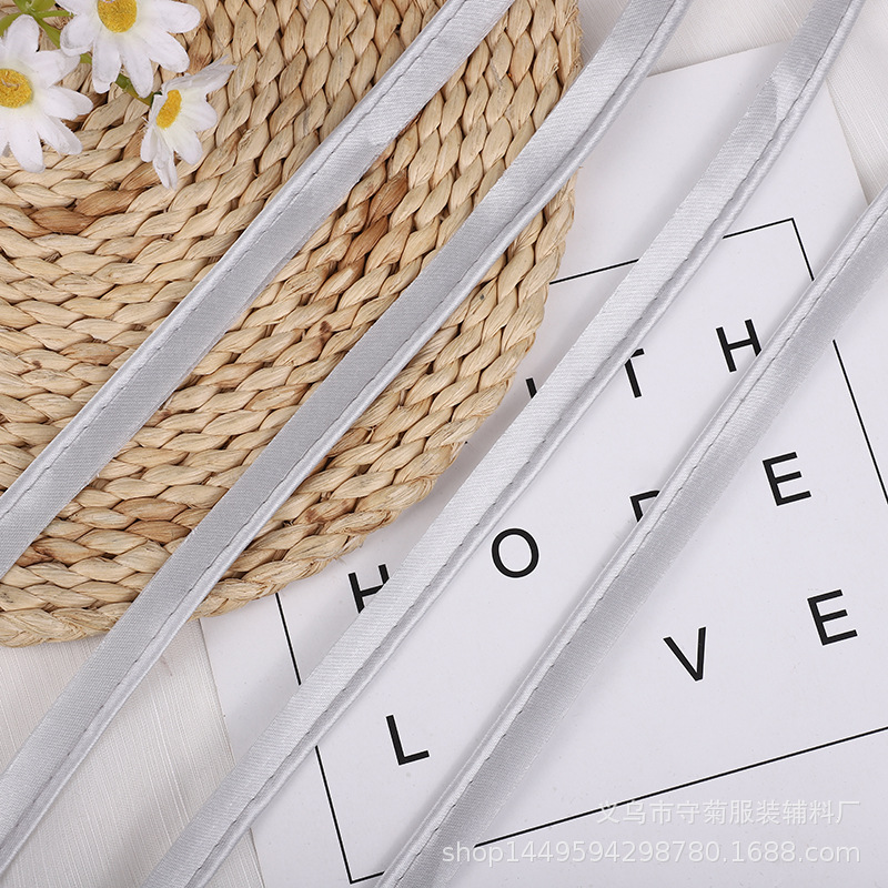 厂家直供色丁锻料嵌条 旗袍压边条礼带包芯绳滚边条服装