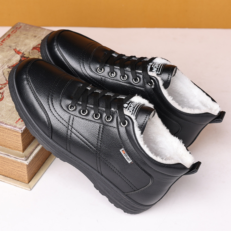 Zapatos acolchados de algodón para hombres zapatos acolchados de algodón de invierno cálidos forrados de vellón antideslizantes para hombres zapatos acolchados de algodón para ancianos zapatos acolchados de algodón de cuero para hombres