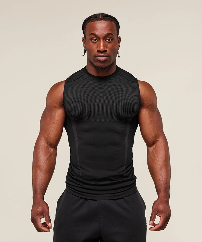 GYM 新しいアメリカンプリントマッスルフィットネスベストスポーツ通気性カジュアルランニングノースリーブブルーボールトップ|undefined