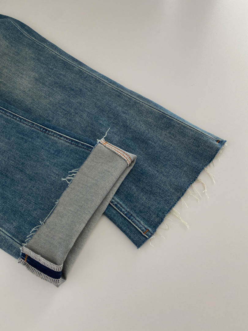 GAGD retro blue four-sided elastic slim nine-inch jeans for women, Korean style, high-waisted, slimming, slightly flared jeans pic 25