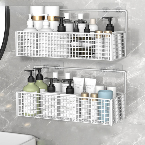 New Large Capacity Hole-Free Wall-Mounted Storage Rack Bathroom Wall Hook Invisible Adhesive Junk Organizer Bracket Wholesale