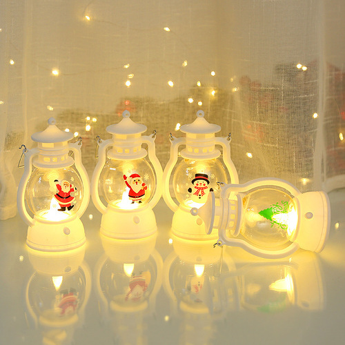 圣诞节装饰品小马灯手提小油灯LED电子蜡烛灯圣诞树场景布置挂件