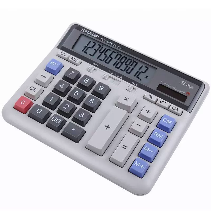 Калькулятор для банков/бухгалтерии Sharp (SHARP) EL-2135, клавиши «компьютерные», серый