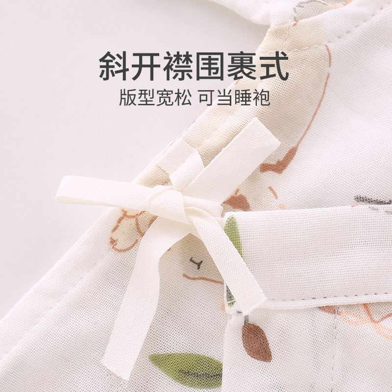 [천연 대나무 섬유]  점프 수트 클래스 거즈 대나무 면화 여름 반팔 옷 얇은  시원한 느낌