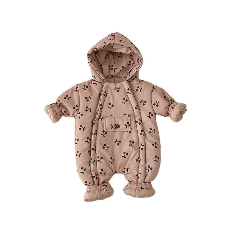 Ropa de bebé, ropa de invierno, mono acolchado cálido, ropa de algodón, mono grueso con capucha para bebé, elegante para salir en otoño e invierno.