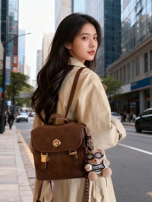 南风Chio2nd 薄暮流金双肩包包女士2025新款复古棕手提包小背包|undefined