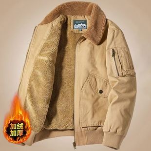 Men's Winter Jacket, Winter Fleece-Lined Thickened Men's Jacket, Lamb Wool Cotton Workwear, Casual Large Size Cotton Coat