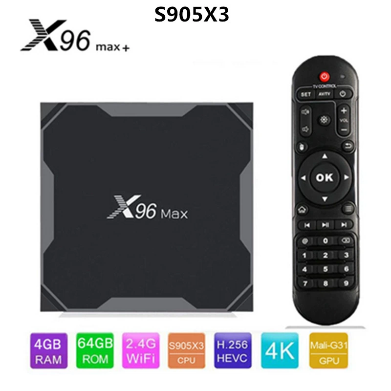 Набор X96 Max Plus - топ-бокс 4G/64G Android 9.0 S905X3 Гигабит HD-плеер tvbox