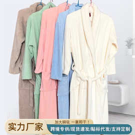 跨境珊瑚绒浴袍现货批发柔软加厚秋冬男女睡袍家居服酒店浴袍定制
