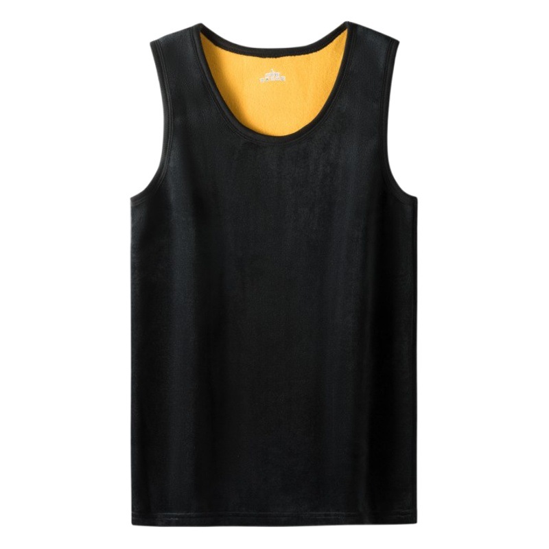 Los hombres de terciopelo de oro chaleco térmico forrado de lana engrosada cuello redondo bottoming ropa interior sin mangas Otoño e Invierno chaleco interior