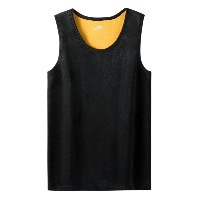 Мужской Золотой бархатный терможилет на флисовой подкладке, утолщенное нижнее белье с круглым вырезом, осенне-зимний внутренний жилет без рукавов