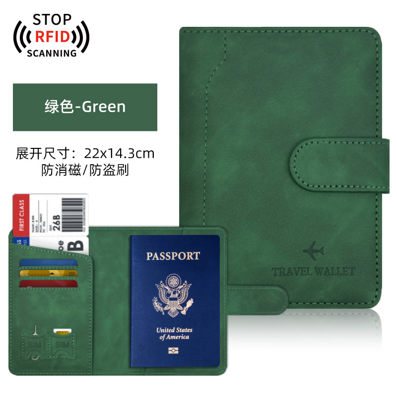 Transfronterizo spot Amazon pu pasaporte de cuero esta cubierta de protección empalmado paquete de pasaporte de hebilla magnética puede fijar el logotipo del clip de pasaporte