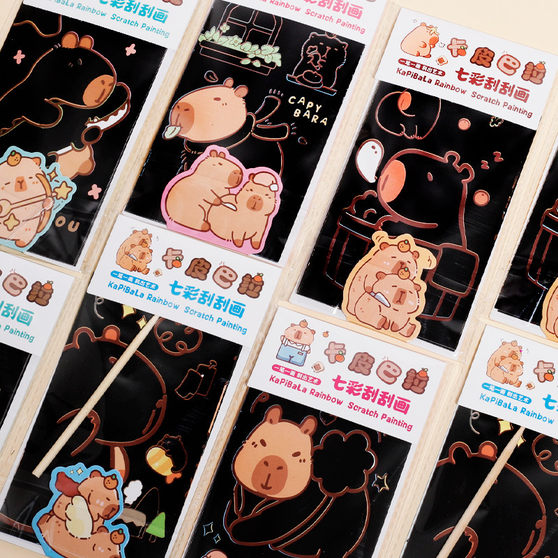 Kapibala Scratch-Off Painting Children's Creative Notes Colorful Graffiti Colorful Toys Classroom Reward Painting Book Set