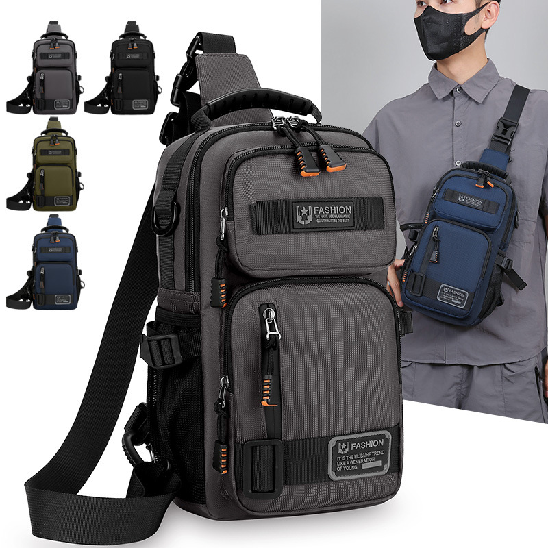 001 New Crossbody Men, Multifunctional Outdoor Chest Bag, Large Capacity, Durable, Personalized Single Shoulder For Work And_voghion.com