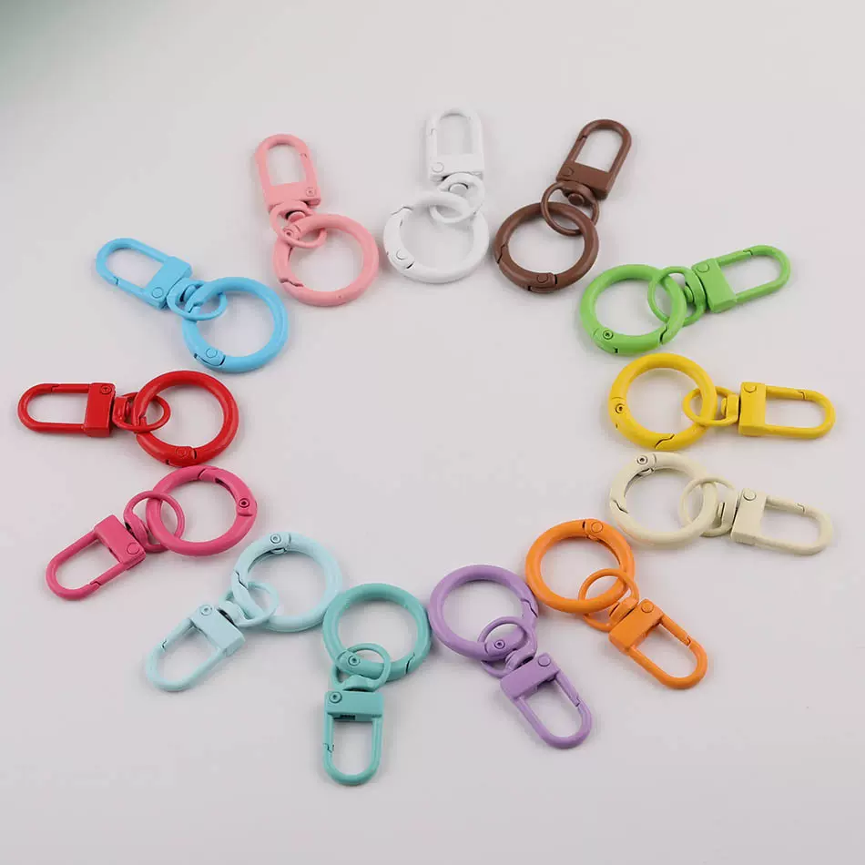 马卡龙烤漆门扣+弹簧圈钥匙扣diy手工自制拼豆公仔钥匙扣挂件配饰