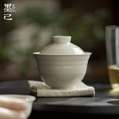 墨己草木灰手手紋陶磁器蓋碗工夫茶器家庭用茶碗文人器手作茶碗パーマ防止