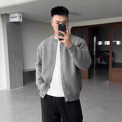 松弛感简约休闲针织开衫早秋穿搭圆领宽松百搭外套男款纽扣毛线衣