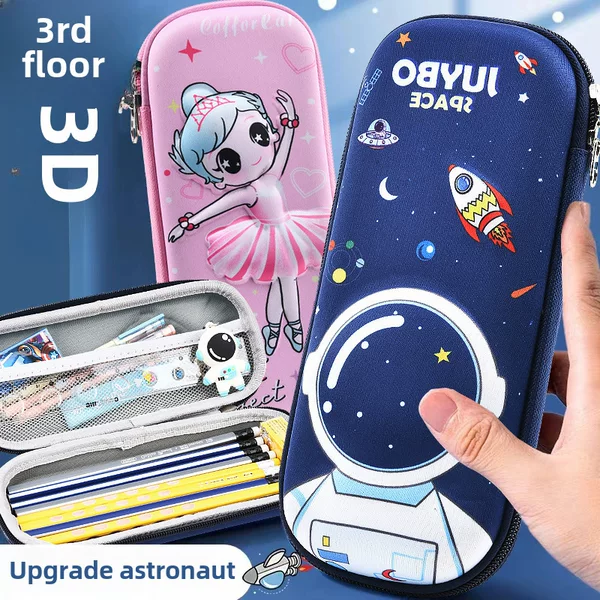 Primary school cartoon EVA pencil case 3D three-dimensional pencil case waterproof anti-fall men's and children's large capacity stationery box wholesale