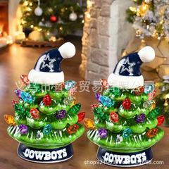 跨境新款Christmas Tree with NFLTeam Logo橄榄球圣诞树摆件橱窗