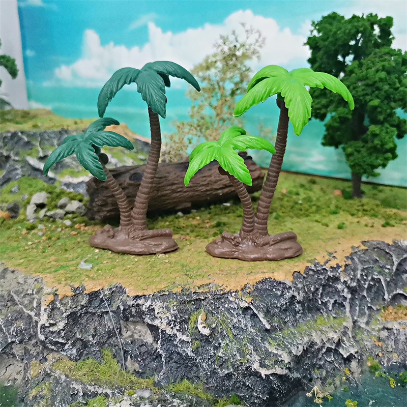 Modelo de árbol de simulación transfronteriza planta cognitiva para niños decoración de árbol de coco decoración de escritorio árbol pequeño escena de mesa de arena juguete